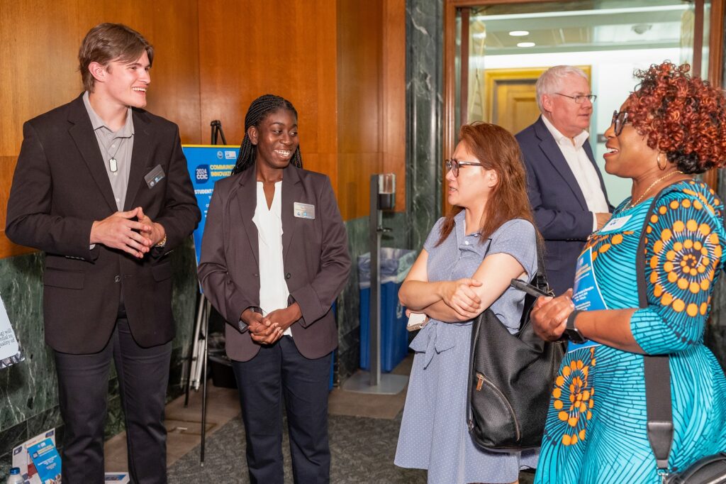 Joshua Hawks and Kiana Watt of Virginia Western's Team Plastic Up-Cycling present their project. Courtesy of EPNAC.