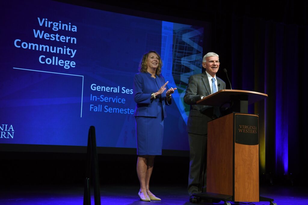 Accompanied by his wife, Jane, Dr. Robert Sandel announced at the College In-Service in August 2024 that he would retire in June 2025.