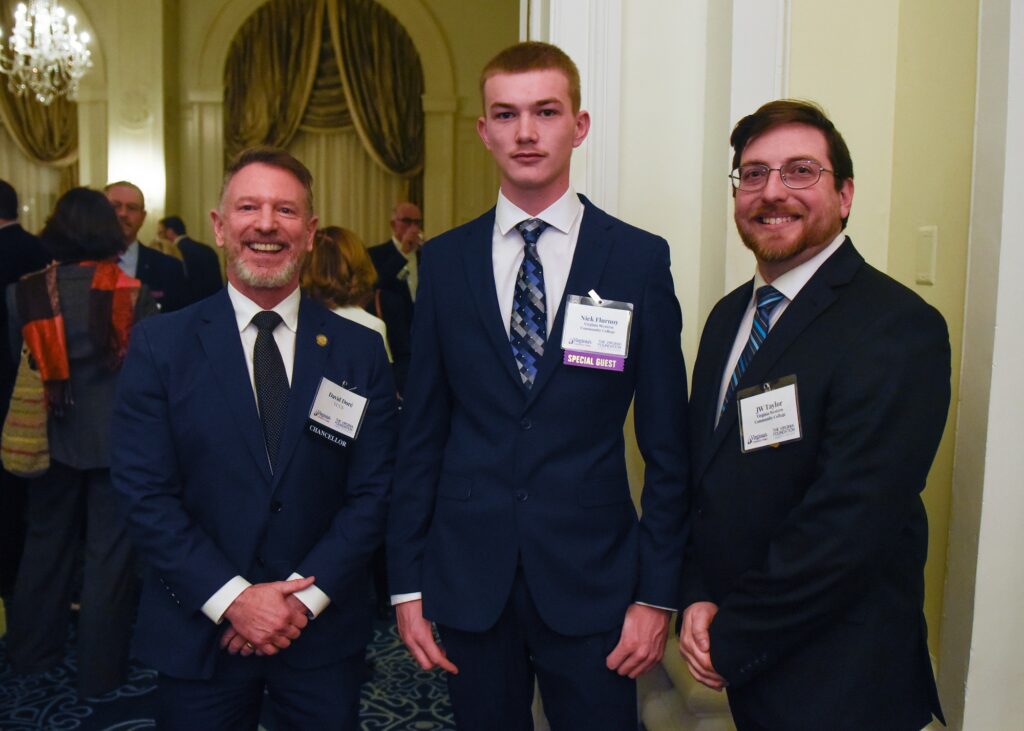 Virginia Western student Nick Flurnoy and Great Expectations Success Coach JW Taylor attend the Legislative Reception in Richmond. Photos by Clem Britt, Virginia Community College System.