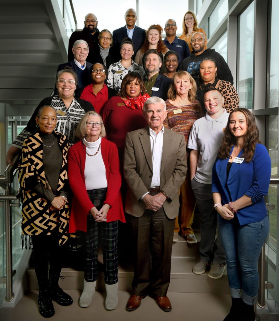 Nonprofit leaders and Virginia Western Community College staff gathered at an outreach breakfast Feb. 8 to hear about the student support services that Virginia Western offers its students. The group also thanked Dr. Robert Sandel (front row in center), President of Virginia Western, for initiating these outreach events in 2022.