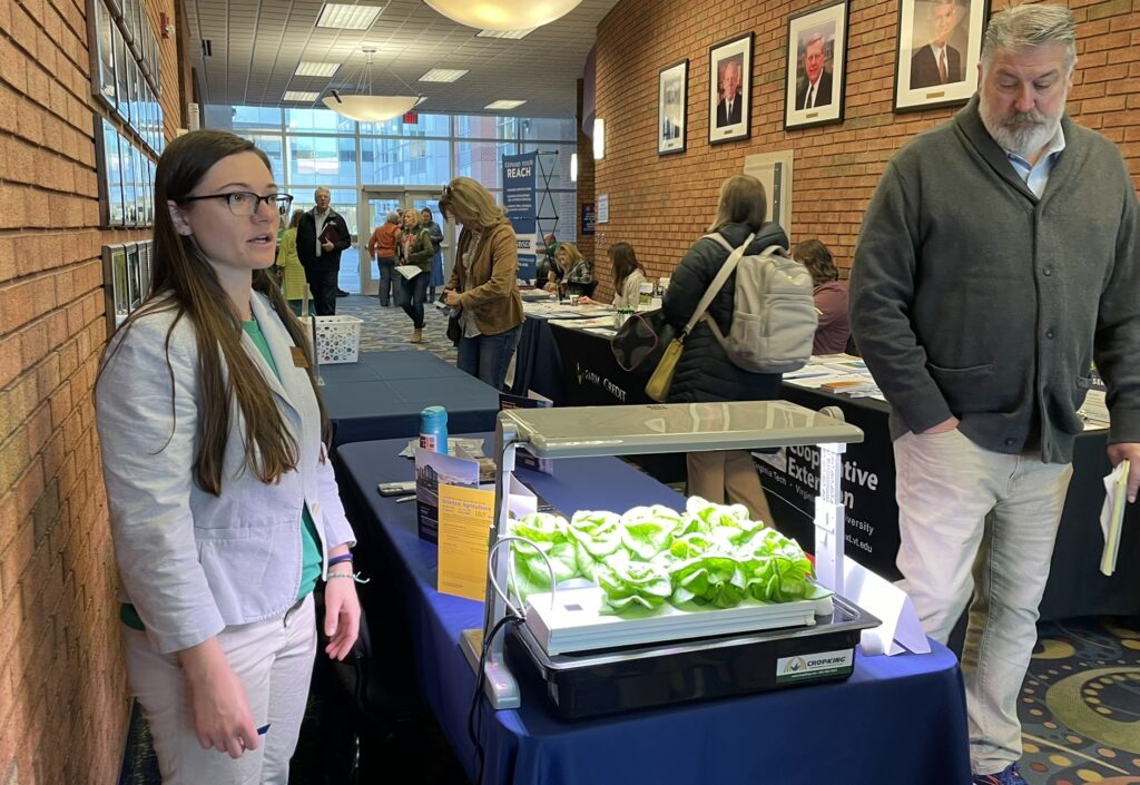 Dr. Mallory White answers questions about lettuce being grown by using the nutrient film technique, a method used in controlled environment agriculture.