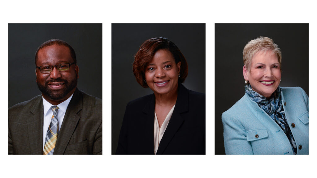 The finalists, in alphabetical order from left to right, are: Dr. Daryl Minus, Dr. Jamonica Rolle and Dr. Laura Treanor.