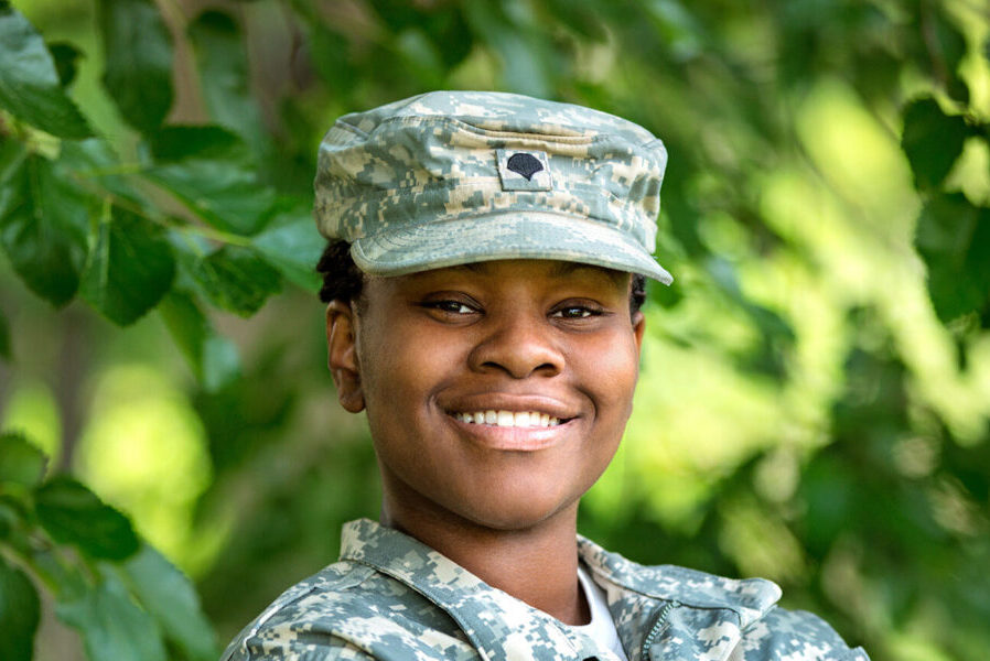 Young African American Female Soldier