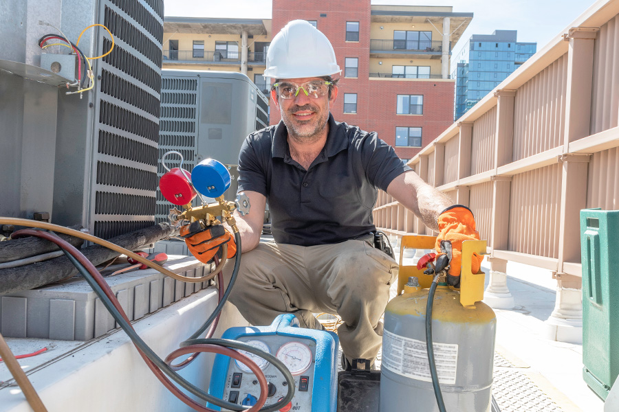 Worker on roof